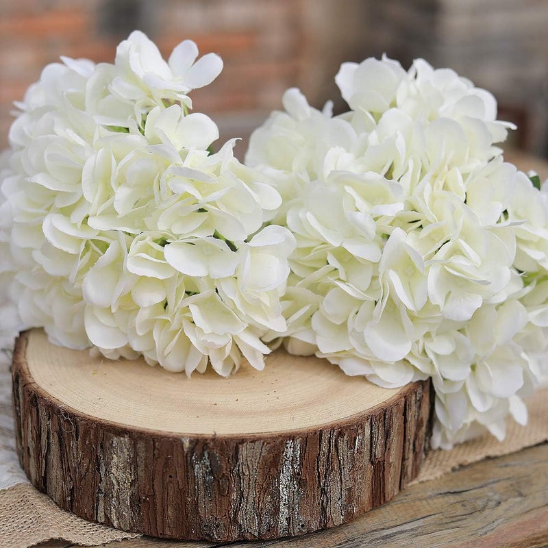 Partyjoy PARTY JOY 5PCS 15.4In Artificial Hydrangea Silk Flowers Bouquet Faux Hydrangea Stems for Wedding Centerpieces Home Decor (White, 5) - Image 5